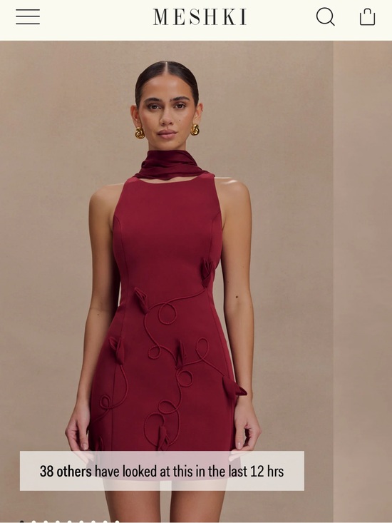 Meshki Dresses & Skirts - Meshki Burgundy Sleeveless Embroidered Shift Dress with Scarf